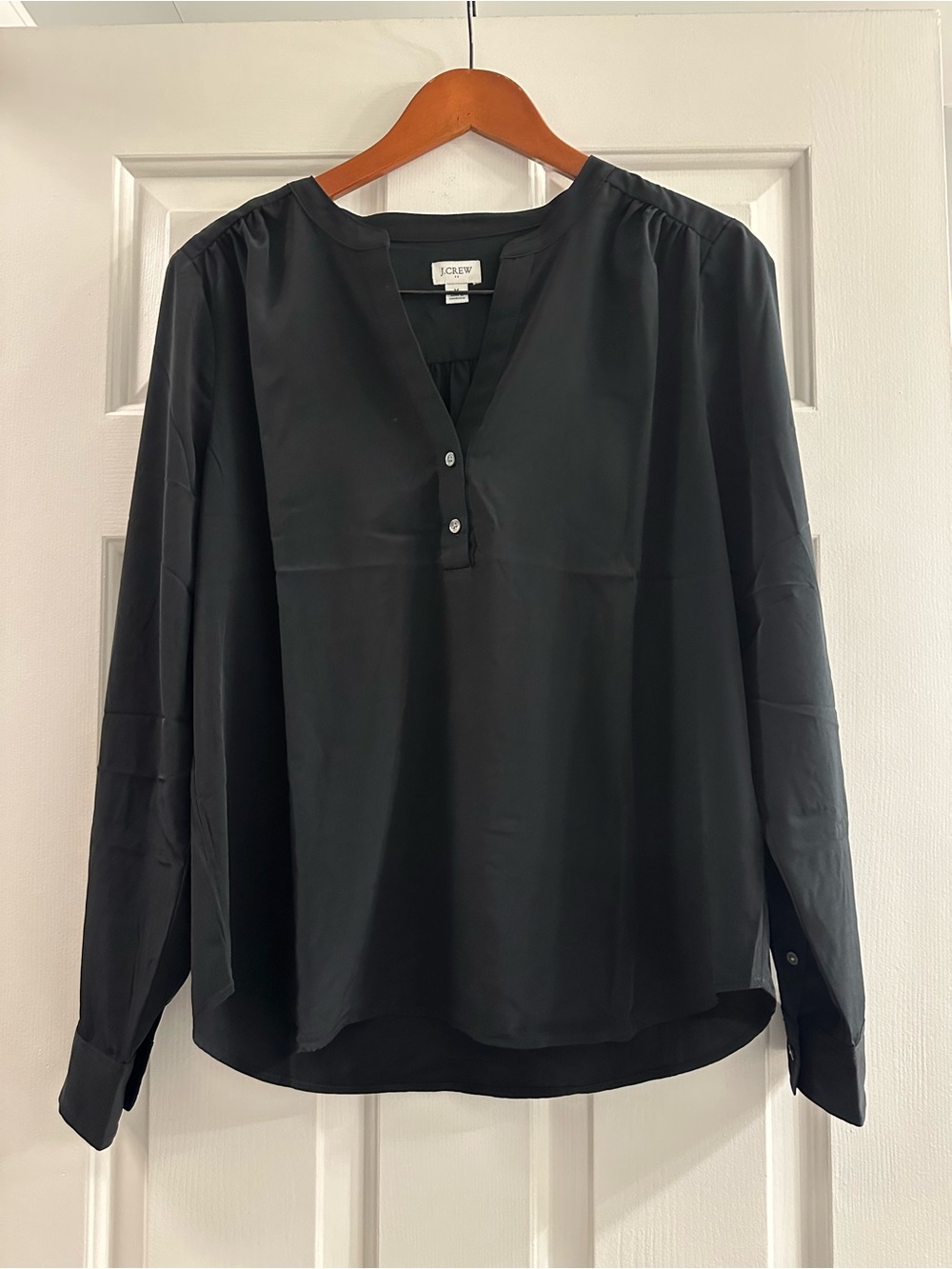 J. Crew Women's Black Long-Sleeve Blouse